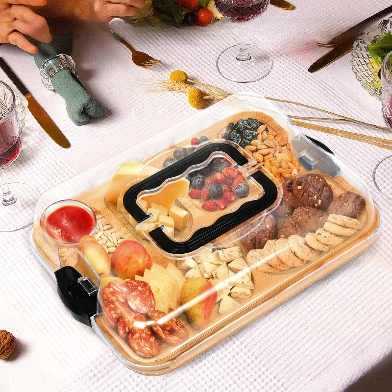 Бамбуковый поднос с крышкой и органайзером, 38 × 28.6 × 6 см - изображение 4