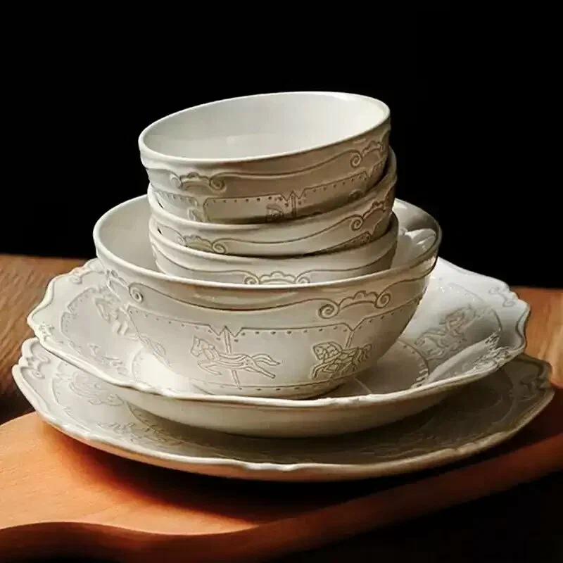 Набор столовой керамической посуды белого цвета Белый, 7-inch Plate - изображение 3