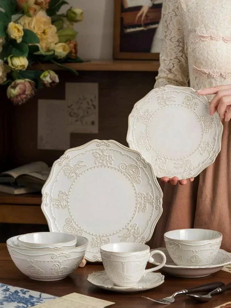 Набор столовой керамической посуды белого цвета Белый, 7-inch Plate - изображение 10