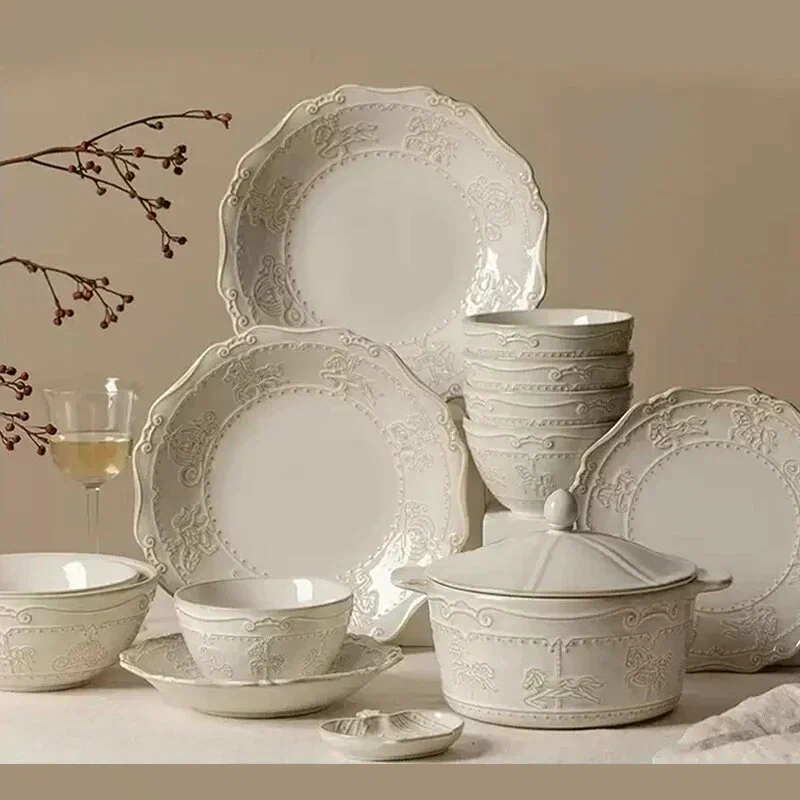 Набор столовой керамической посуды белого цвета Белый, 7-inch Plate - изображение 9