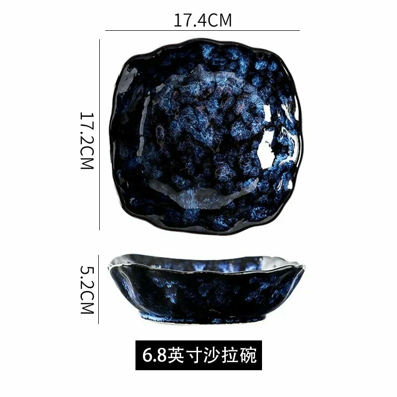Синие керамические тарелки и миски 6.8 inch - изображение 18